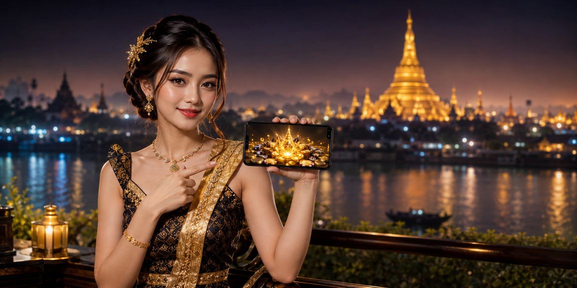 Bagan ပုဂံတောင်တွေကိုနောက်ခံပြီး ကာစီနိုခန်းတစ်ခုတွင် ဖုန်းဖြင့် ကစားနေသူ